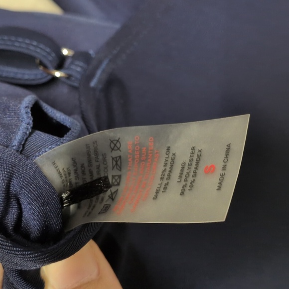 Women's Navy Blue One Piece Adjustable Strap Slimming Swimsuit Size Small - Picture 6 of 6